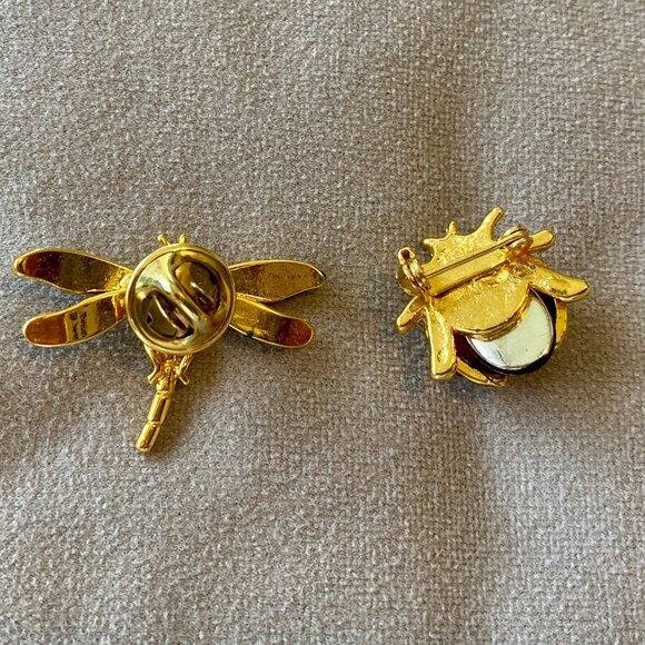 3 for 30 Vintage Dragonfly & Ladybug Lapel Brooch Pins - Picture 2 of 3